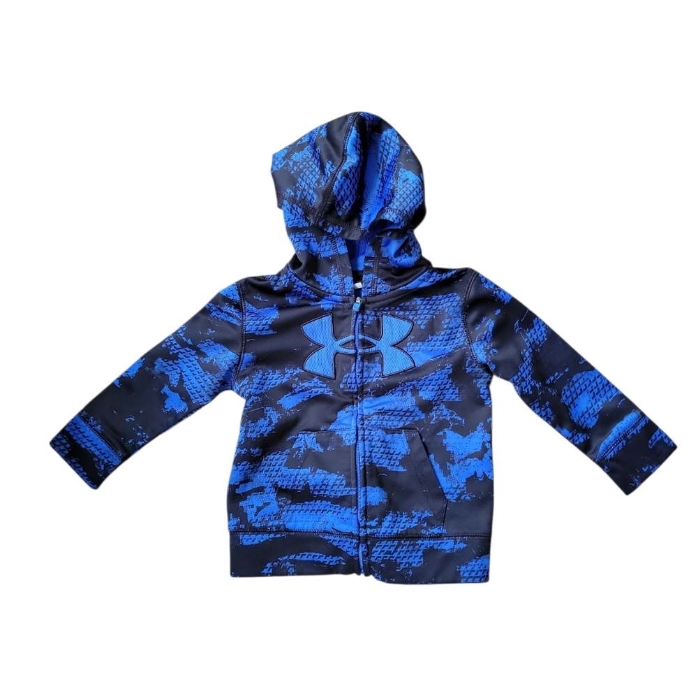 Under Armour Blue and Black Athletic Zip Up Jacket With Hood Size 18 Months